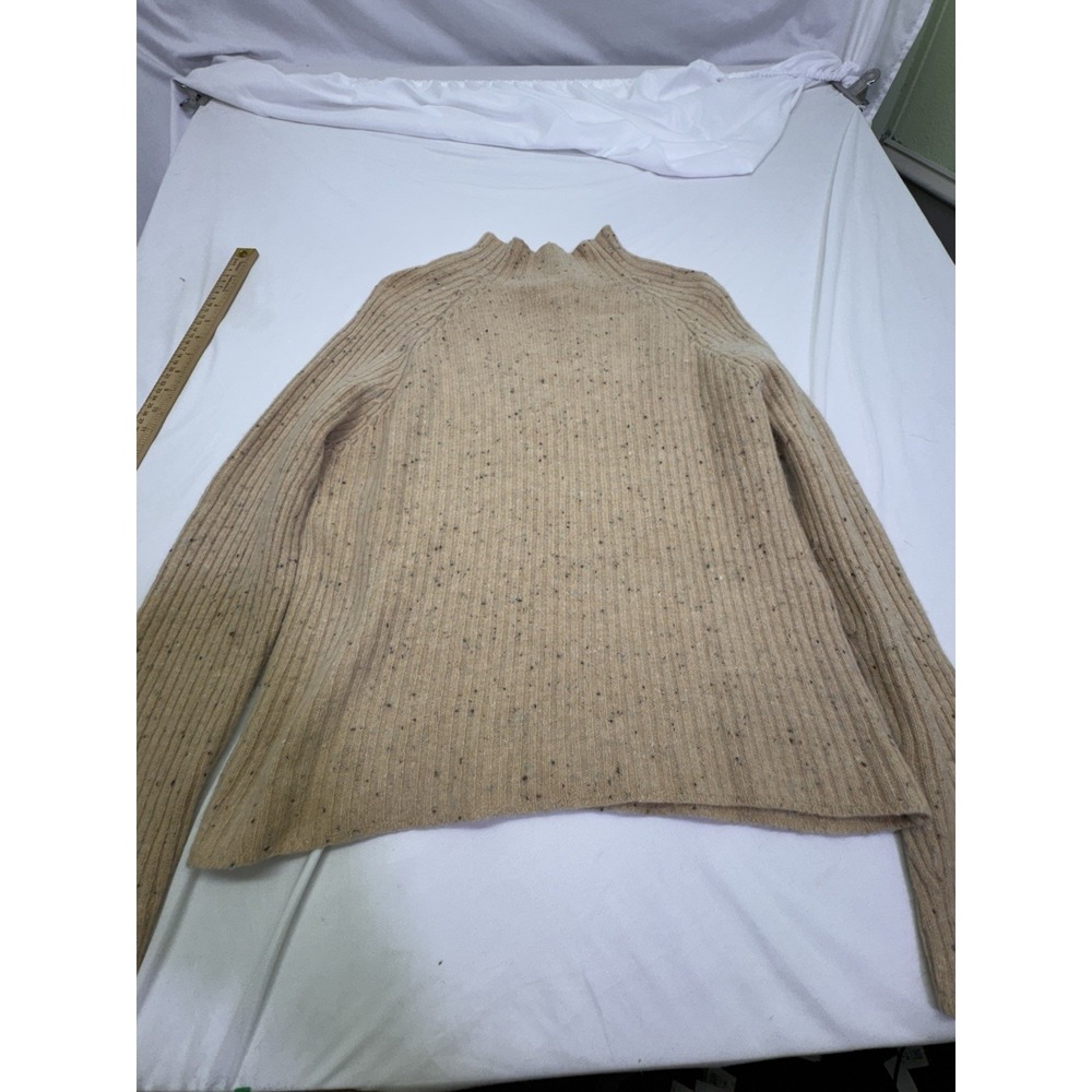 Rosanna Womens Turtleneck‎ Sweater XL Tan Speckled Lambswool Rabbit Angora Blend